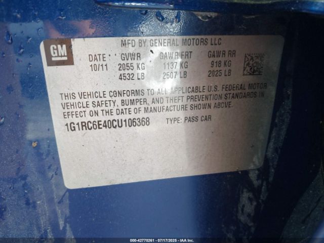 2012 CHEVROLET VOLT 1G1RC6E40CU106368 Photo 8