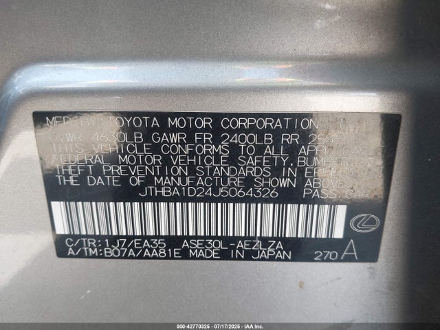 Lexus 8ar-fts 2018 JTHBA1D24J5064326 Image 9