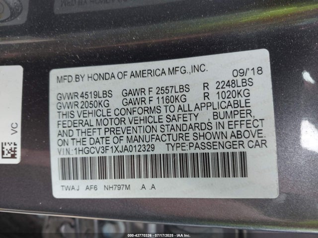 1HGCV3F1XJA012329 Honda lfb1/lfb2
