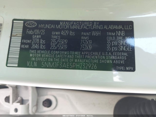 Hyundai gdi theta iii 2023 5NMJF3AE5PH232926 Image 9