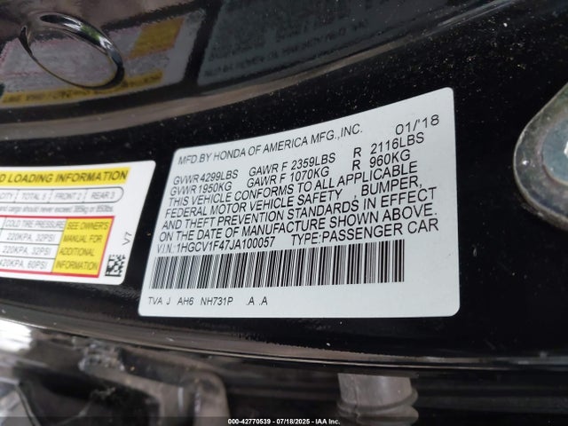 1HGCV1F47JA100057 Honda l15be