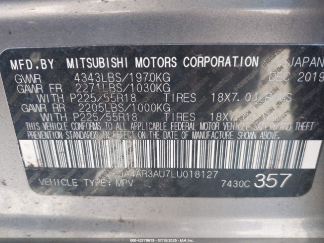 2020 MITSUBISHI OUTLANDER SPORT JA4AR3AU7LU018127 Photo 8