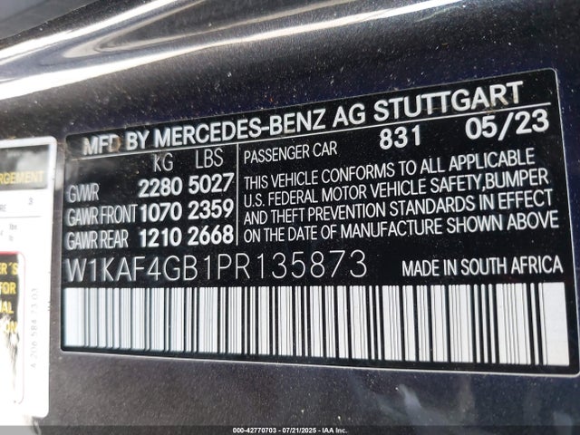 W1KAF4GB1PR135873 Mercedes-Benz m254