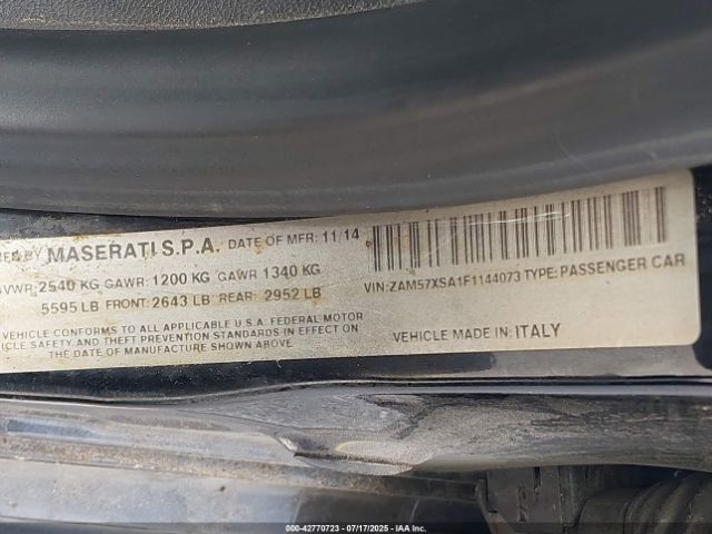 2015 MASERATI GHIBLI ZAM57XSA1F1144073 Photo 8