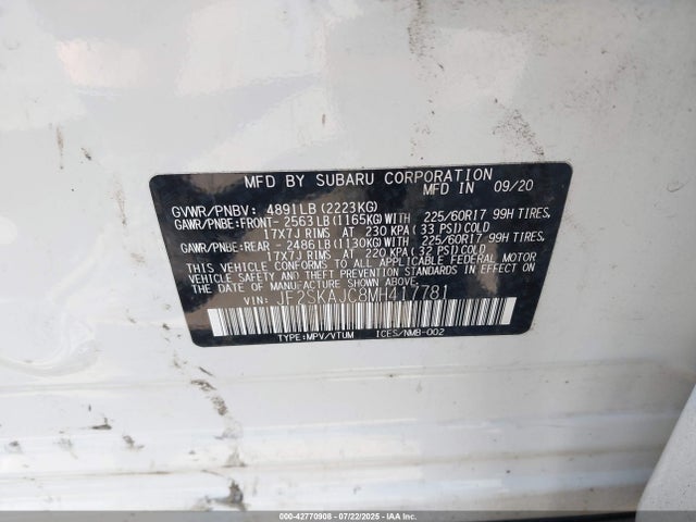 JF2SKAJC8MH417781 Subaru na u5
