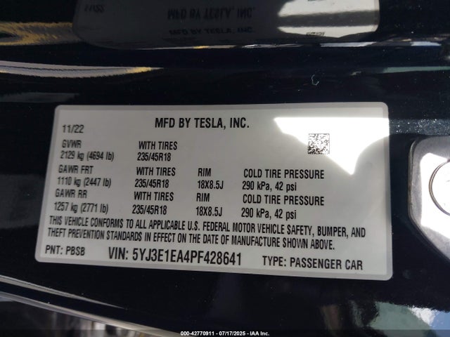2023 TESLA MODEL 3 5YJ3E1EA4PF428641 Photo 8