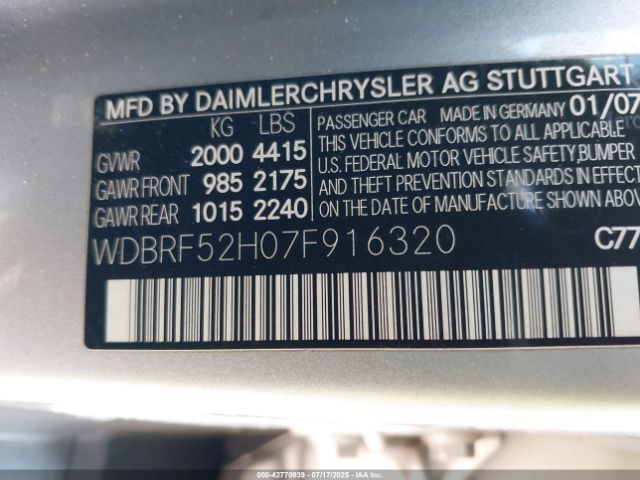 2007 MERCEDES-BENZ C 230 WDBRF52H07F916320 Photo 8