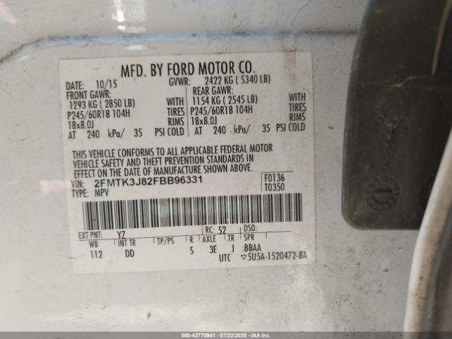 2015 FORD EDGE 2FMTK3J82FBB96331 Photo 8