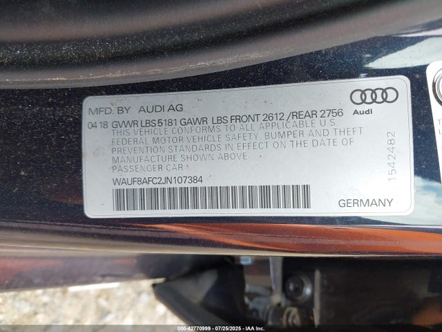 WAUF8AFC2JN107384 Audi 2.0t