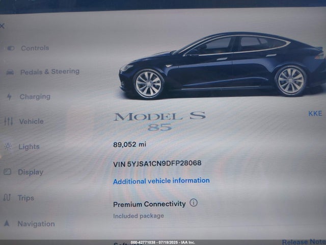 2013 TESLA MODEL S 5YJSA1CN9DFP28068 Photo 6