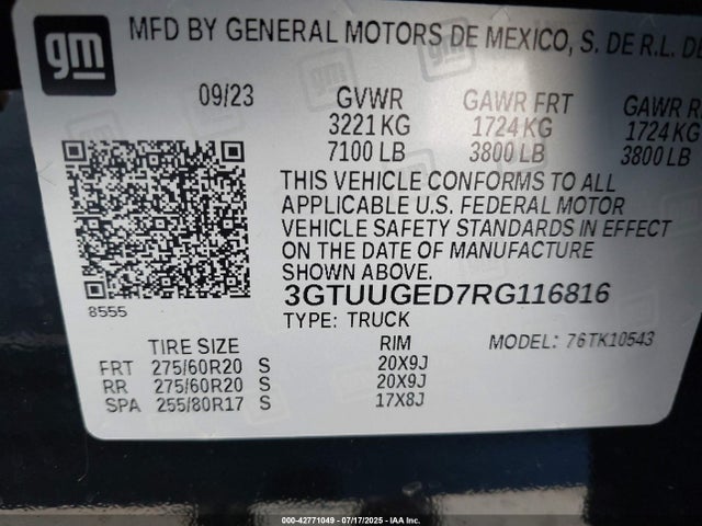 3GTUUGED7RG116816 GMC l84
