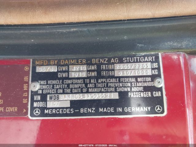 1988 MERCEDES-BENZ 560 WDBBA4805JA090521 Photo 8