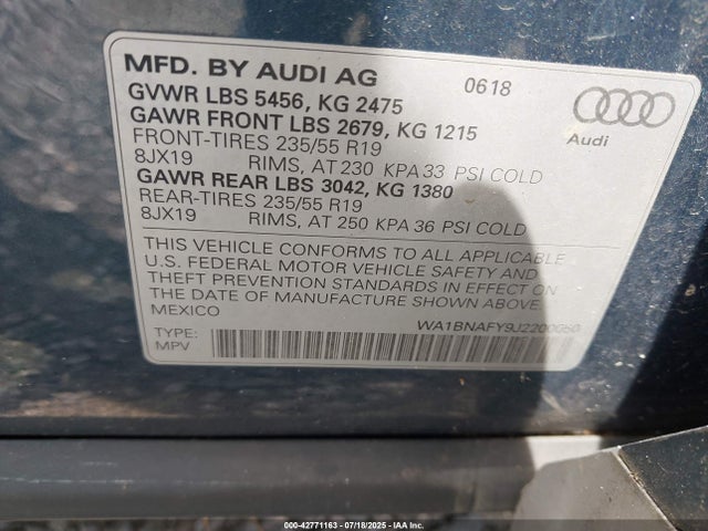 2018 AUDI Q5 WA1BNAFY9J2200050 Photo 8