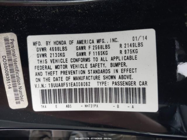 2014 ACURA TL 19UUA8F51EA008062 Photo 8