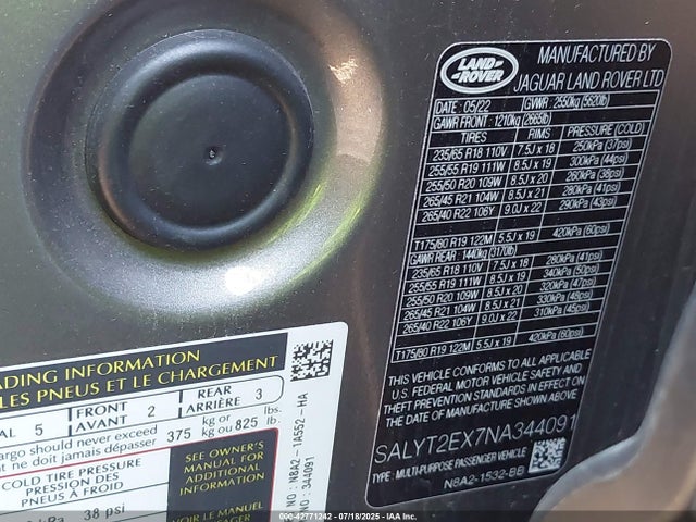 SALYT2EX7NA344091 Land Rover Range Rover Velar P250 R-dynamic S