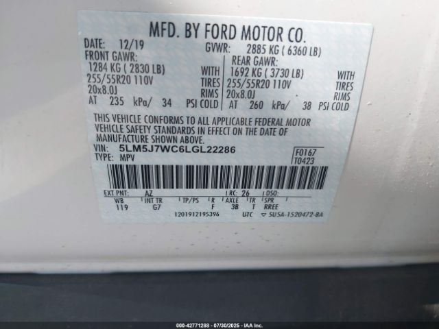 2020 LINCOLN AVIATOR 5LM5J7WC6LGL22286 Photo 8