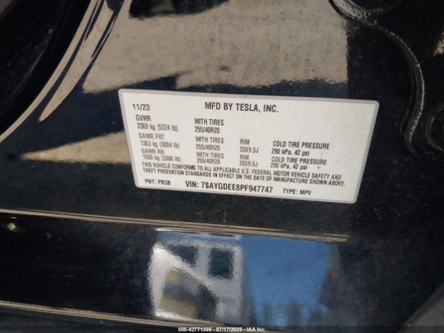 2023 TESLA MODEL Y 7SAYGDEE8PF947747 Photo 8