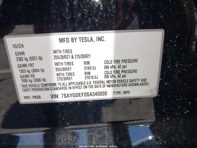 7SAYGDEF0SA340000 Tesla Model Y
