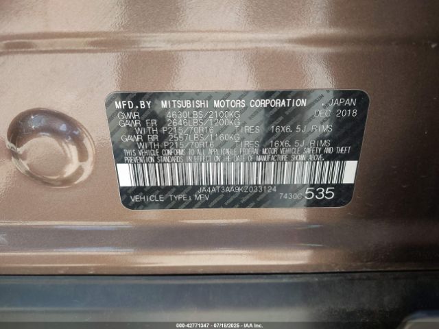 2019 MITSUBISHI ECLIPSE CROSS JA4AT3AA9KZ033124 Photo 8