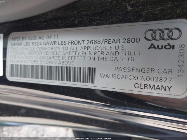 2012 AUDI A7 WAUSGAFCXCN003827 Photo 8