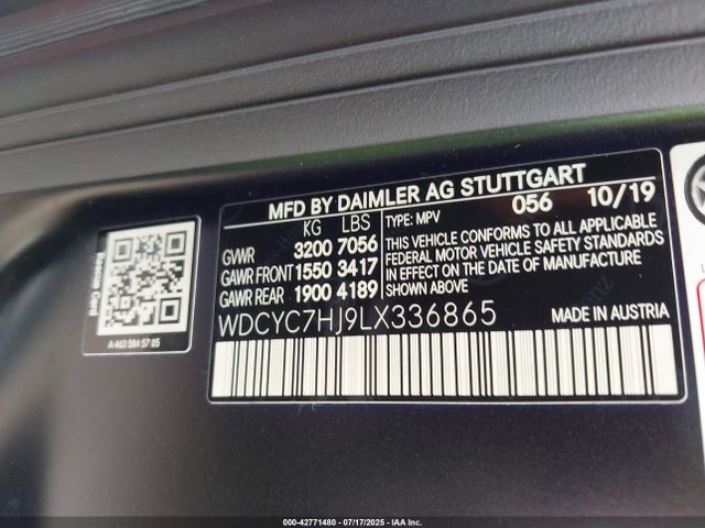 WDCYC7HJ9LX336865 Mercedes-Benz m177