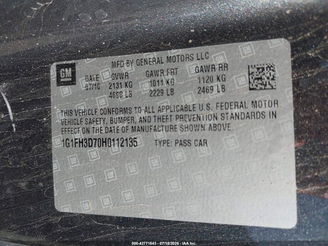 1G1FH3D70H0112135 Chevrolet lt1 - di: direct injection, afm, vvt: variable valve timing, ho: high output, alum