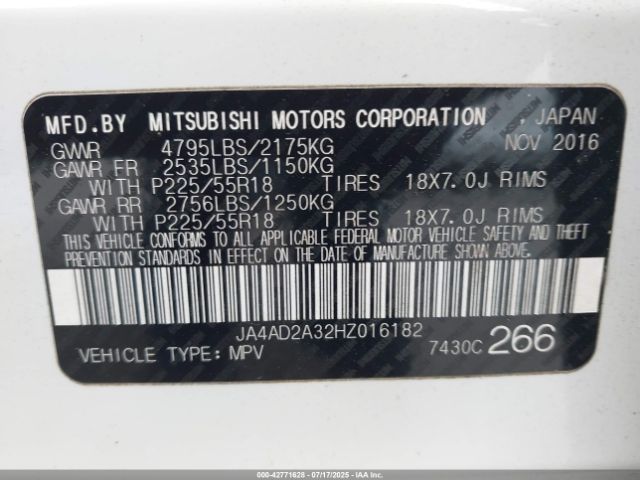 2017 MITSUBISHI OUTLANDER JA4AD2A32HZ016182 Photo 8