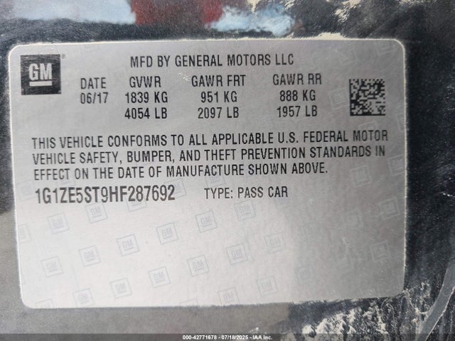 1G1ZE5ST9HF287692 Chevrolet lfv - di: direct injection, vvt: variable valve timing, gen 1