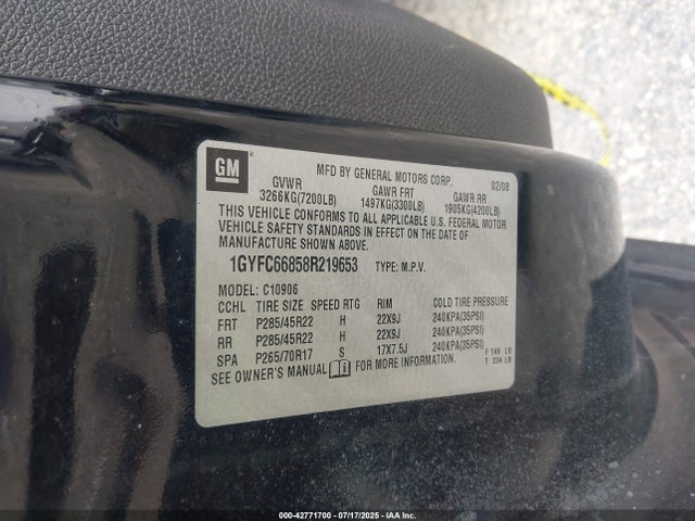 2008 CADILLAC ESCALADE ESV 1GYFC66858R219653 Photo 8