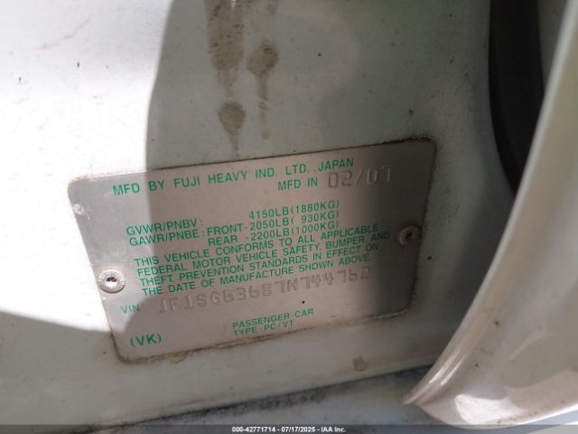 2007 SUBARU FORESTER JF1SG63687H744762 Photo 8