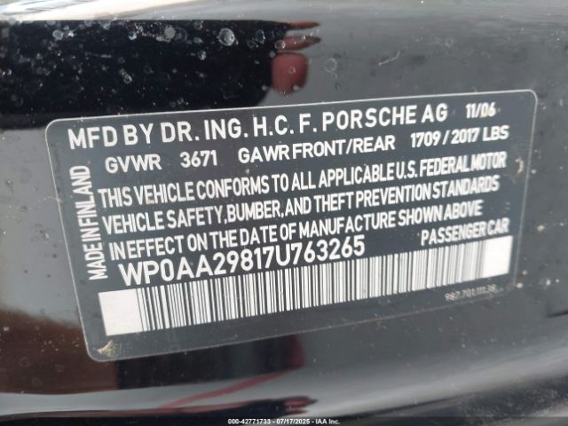 2007 PORSCHE CAYMAN WP0AA29817U763265 Photo 8