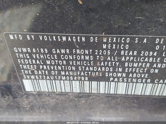 3VW5T7AU1FM064798 Volkswagen 2015