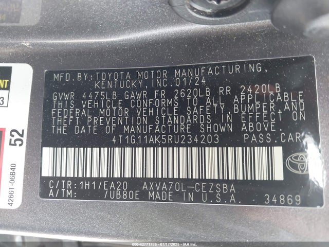 4T1G11AK5RU234203 Toyota a25a-fks