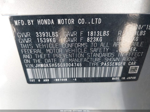 JHMGK5H55GX004745 Honda l15b1