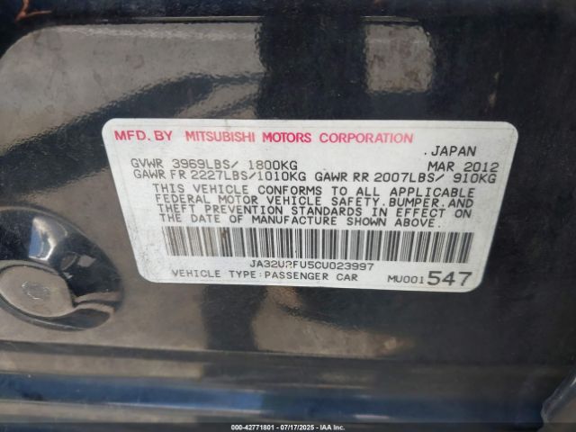 2012 MITSUBISHI LANCER JA32U2FU5CU023997 Photo 8