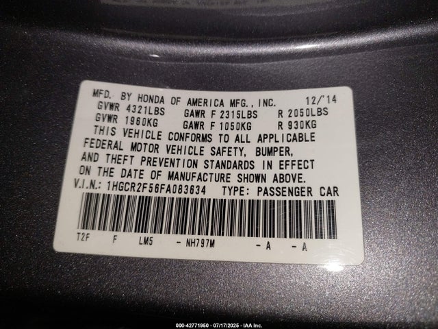 Honda Accord 2015 1HGCR2F56FA083634 Image 21