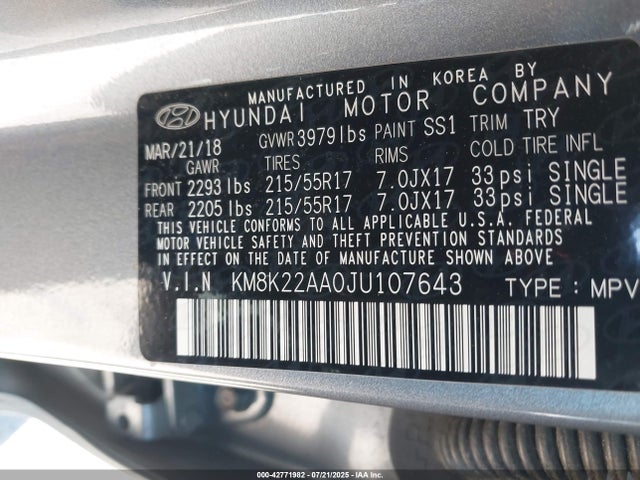 Hyundai mpi nu 2018 KM8K22AA0JU107643 Image 9