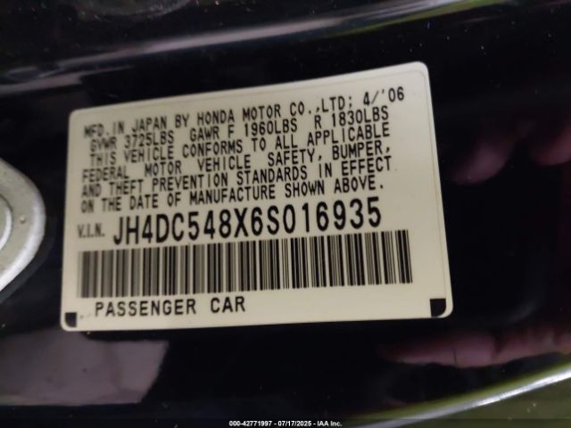 2006 ACURA RSX JH4DC548X6S016935 Photo 8