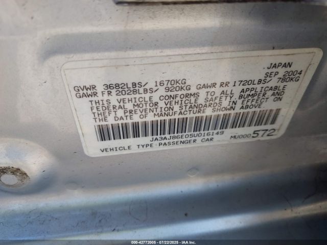 2005 MITSUBISHI LANCER JA3AJ86E05U016149 Photo 8