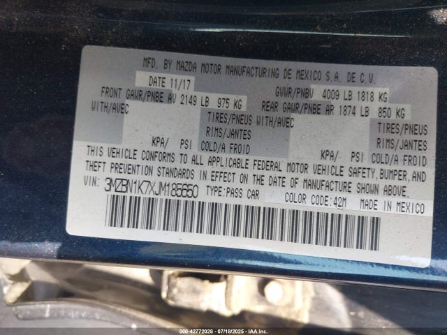 3MZBN1K7XJM185650 Mazda pe