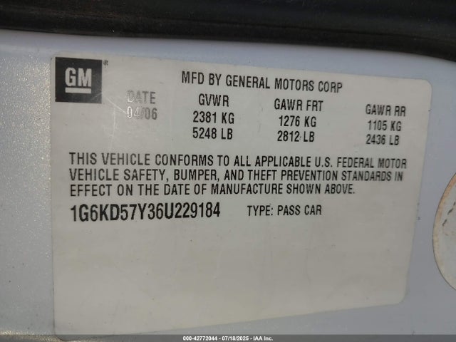 2006 CADILLAC DTS 1G6KD57Y36U229184 Photo 8