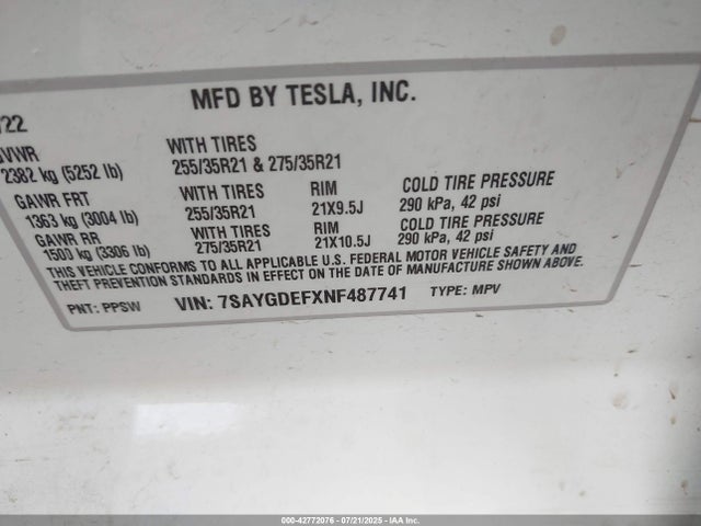 2022 TESLA MODEL Y 7SAYGDEFXNF487741 Photo 8