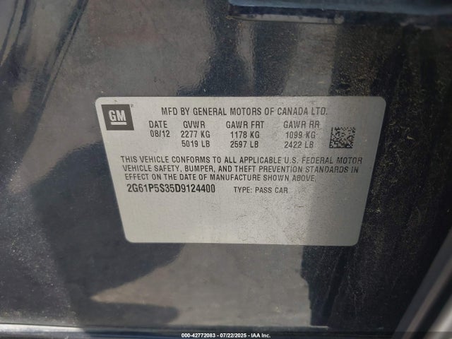 2013 CADILLAC XTS 2G61P5S35D9124400 Photo 8