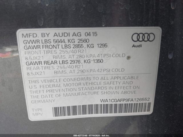 2015 AUDI SQ5 WA1CGAFP9FA126552 Photo 8