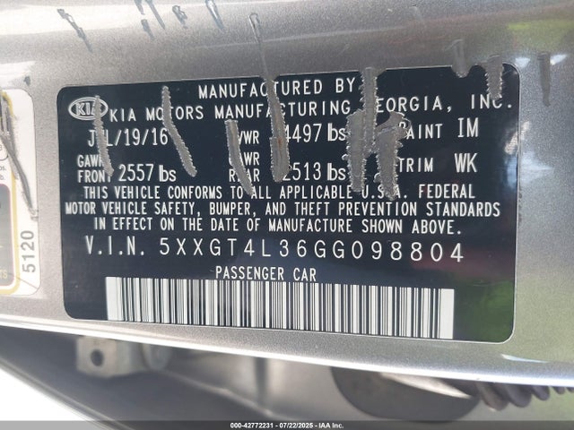 5XXGT4L36GG098804 KIA t-gdi theta ii