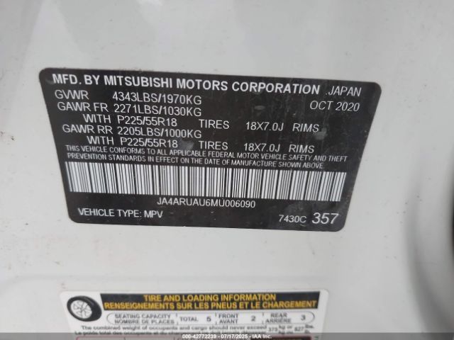 2021 MITSUBISHI OUTLANDER SPORT JA4ARUAU6MU006090 Photo 8