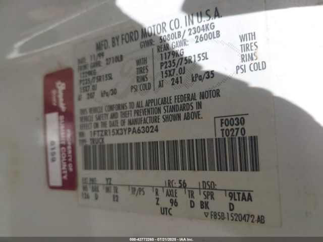 2000 FORD RANGER 1FTZR15X3YPA63024 Photo 8