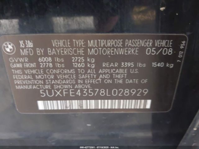 2008 BMW X5 5UXFE43578L028929 Photo 8