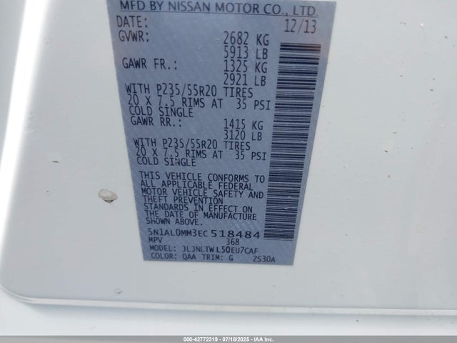 5N1AL0MM3EC518484 Infiniti 2014
