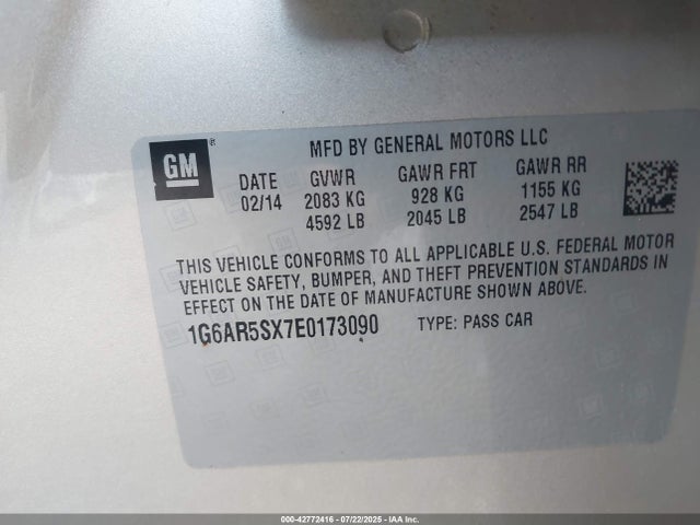 2014 CADILLAC CTS 1G6AR5SX7E0173090 Photo 8